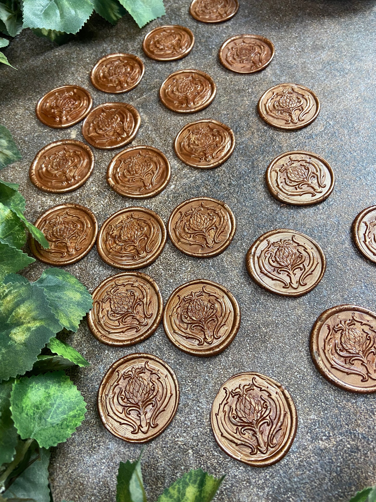 4 Thistle wax seals - variations available